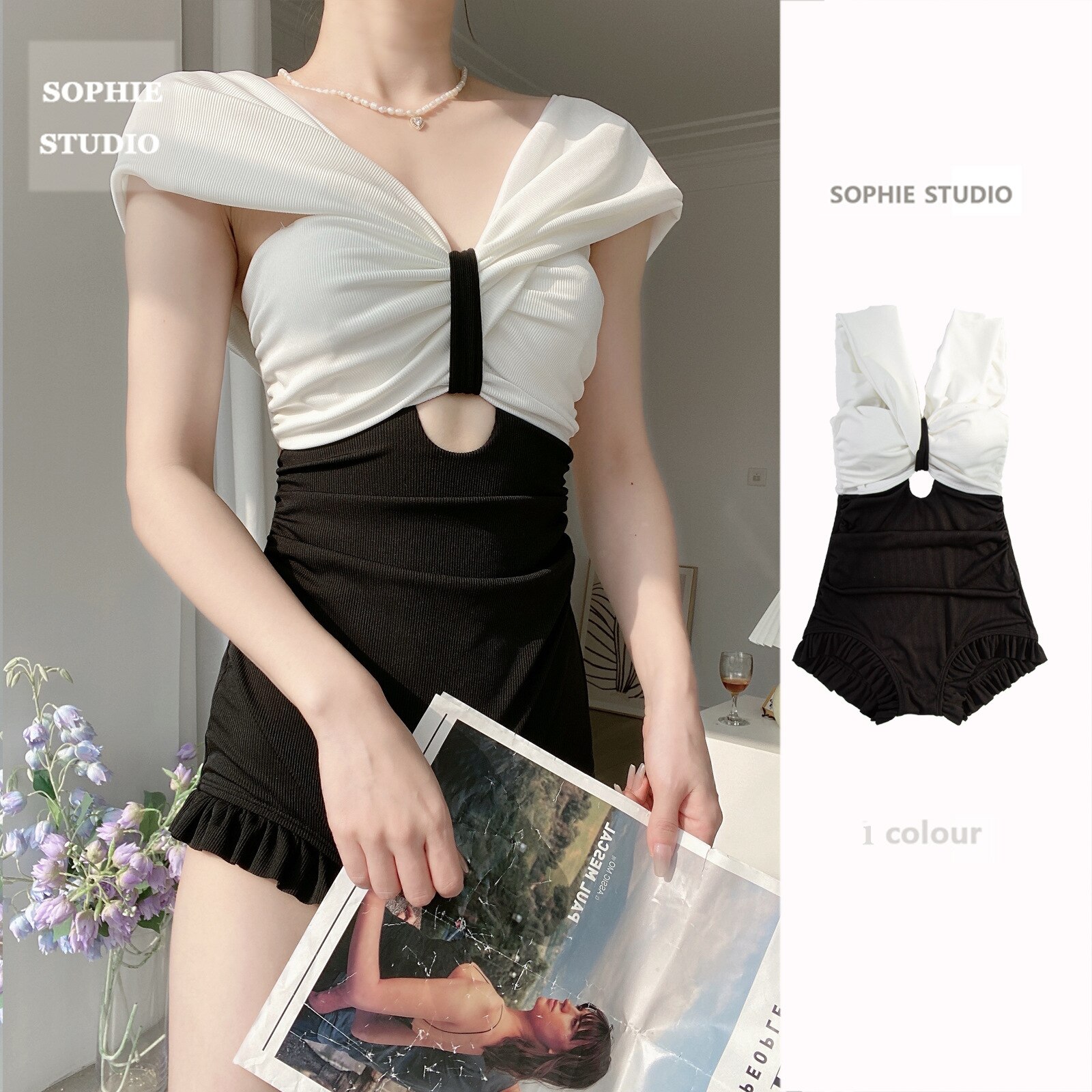 水着 レディース ラッシュガード 新作セクシー ソリッドカラーワンピース水着カップ付きインナー