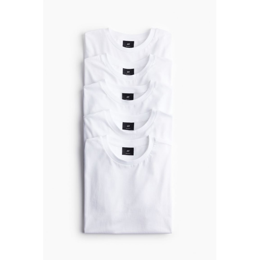 H&M 5ピースレギュラーフィットTシャツセットホワイト