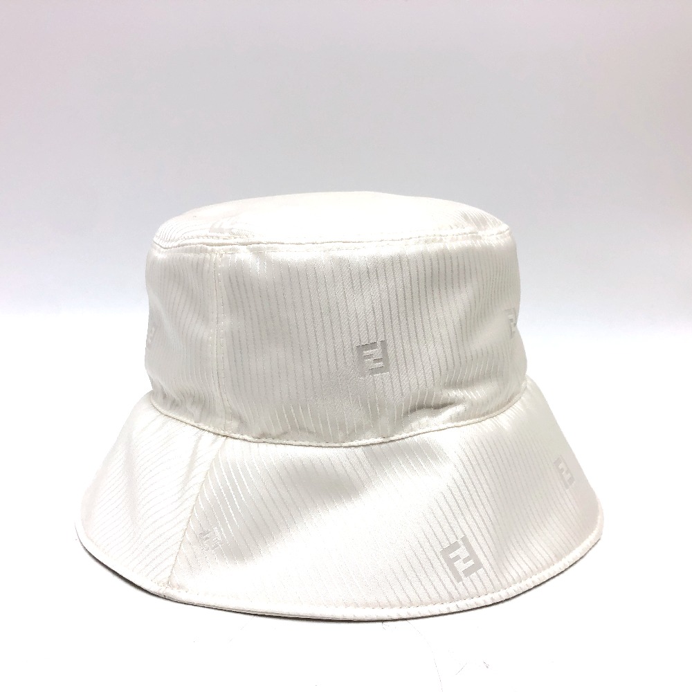 ハット FXQ801 ストライプ ズッカ ロゴ バケットハット 帽子 キャップ アパレル小物 ナイロン ホワイト