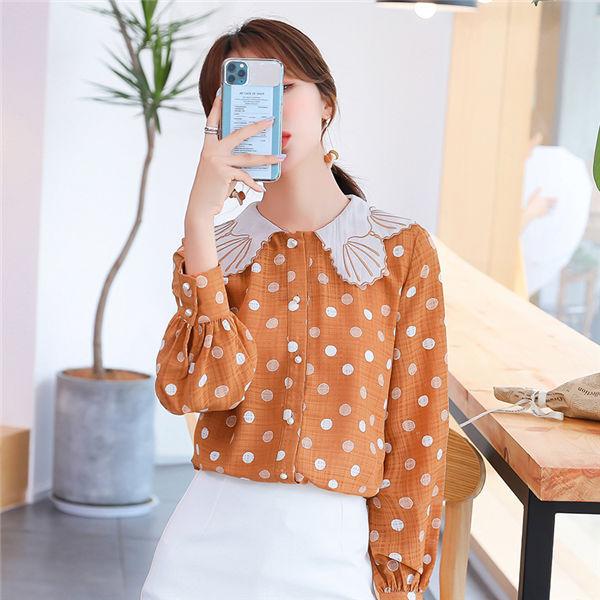 ブラウス レディース シャツ フォーマル トップス 長袖 可愛い ドット柄 人気 ファッション オシャレ 着やせブラウス 春秋 普段着 バレンタイン 2023 プレゼント