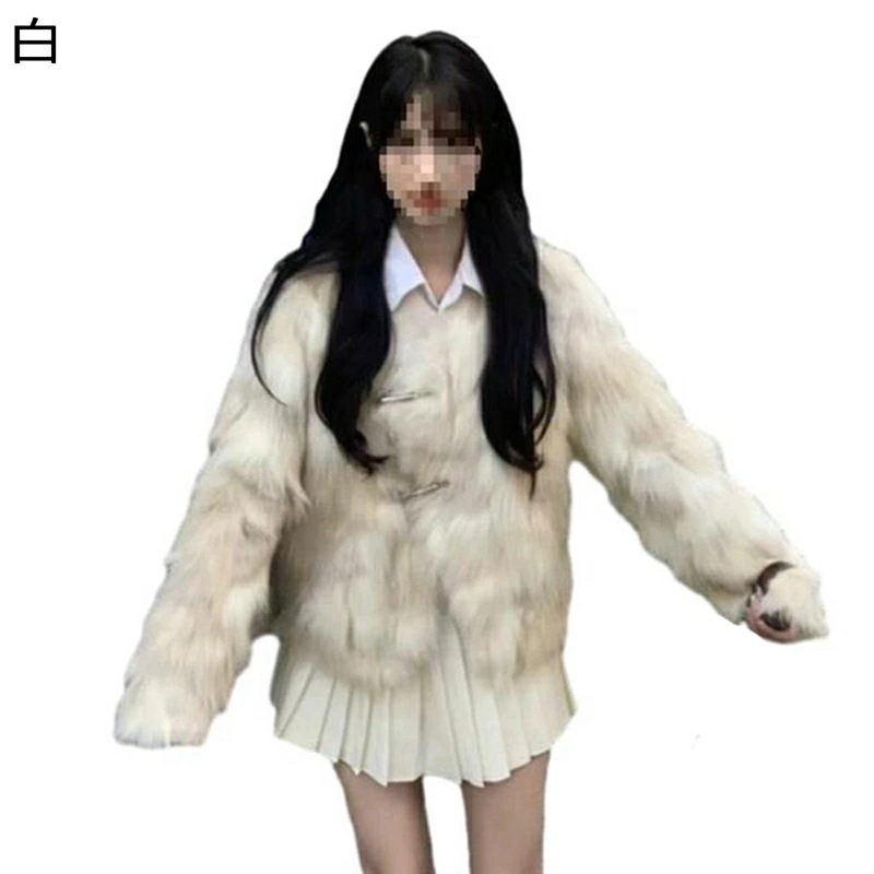 ファージャケット レディース ファーコート フェイクファーコート エコファー 秋 冬 ショートコート ポタン シルエット 防寒 保温性 ボアジャケット 防寒着 毛皮一体 羽織り 韓国 ファッション