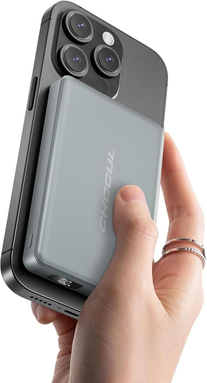 Qi2モバイルバッテリー MagSafe対応 10000mAh大容量 軽量 薄型14mm/LED残量表示 PD 20W急速充電 ＆ 15Wワイヤレス出力 マグネット式 14/(Grey)