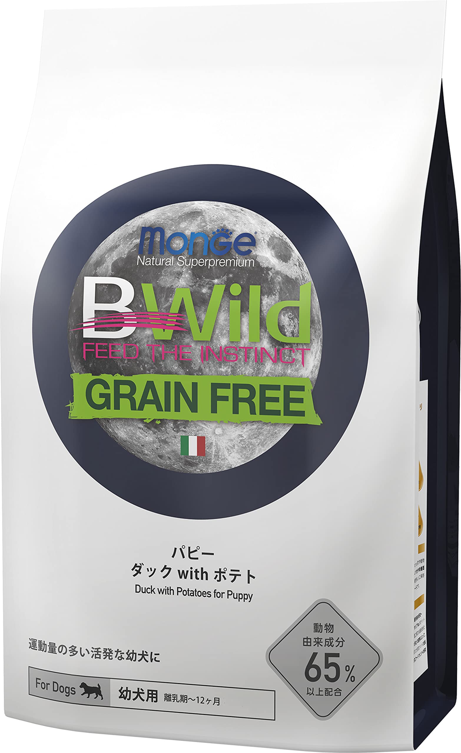 【幼犬用 イタリア製 ドッグフード 3kg】BWild ビーワイルド パピー ダック＆ポテト 離乳期～12ヶ月 グレインフリー ペットフード ドライフード 穀物アレルギー 穀物不使用 総合栄養食 鴨肉