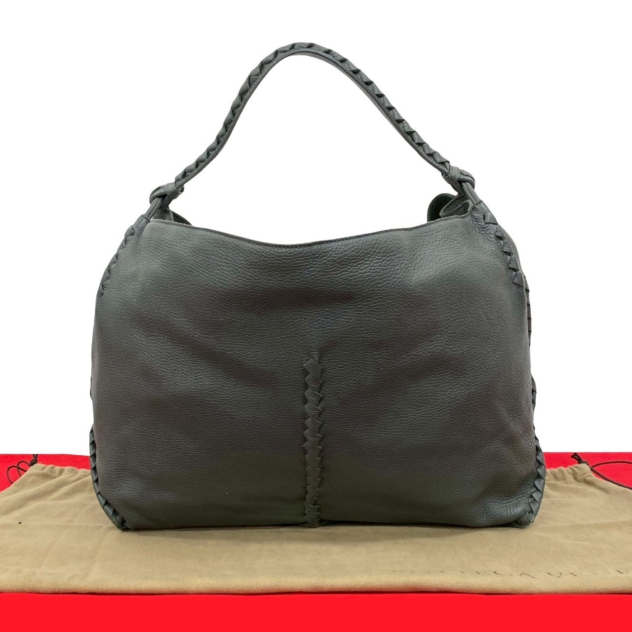 イントレチャートトートバッグ レザー グレー 035-4