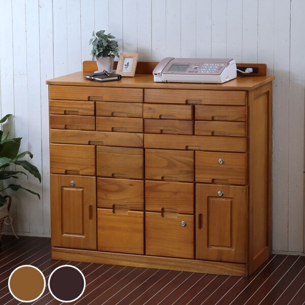 FAX台 多段収納チェスト 桐製 鍵付 幅90cm 20,576円