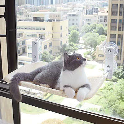 他サイト： 猫 ハンモック 窓 猫 ベッド 吸盤式 強力な吸盤 窓掛け 窓際マット 折りたたみ 窓ハンモック 取り付け簡単 四季兼用 耐荷重15kg 日光浴 ネコ用 猫 キャット ねこ 室内用 睡眠 運動 休憩 の商品画像