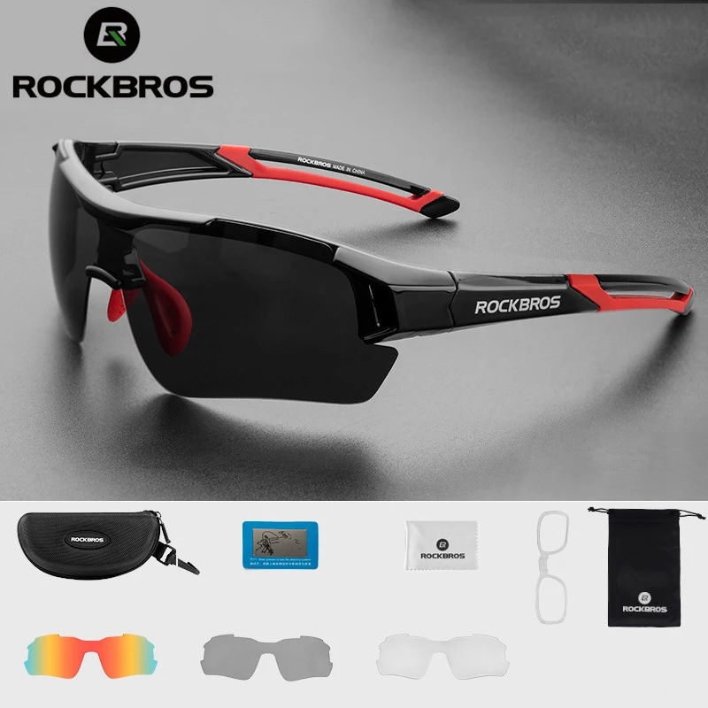 ロックブロス3日以内出荷：Rockbros-偏光スポーツサングラス,マウンテンバイクとロードバイクの保護,5レンズ