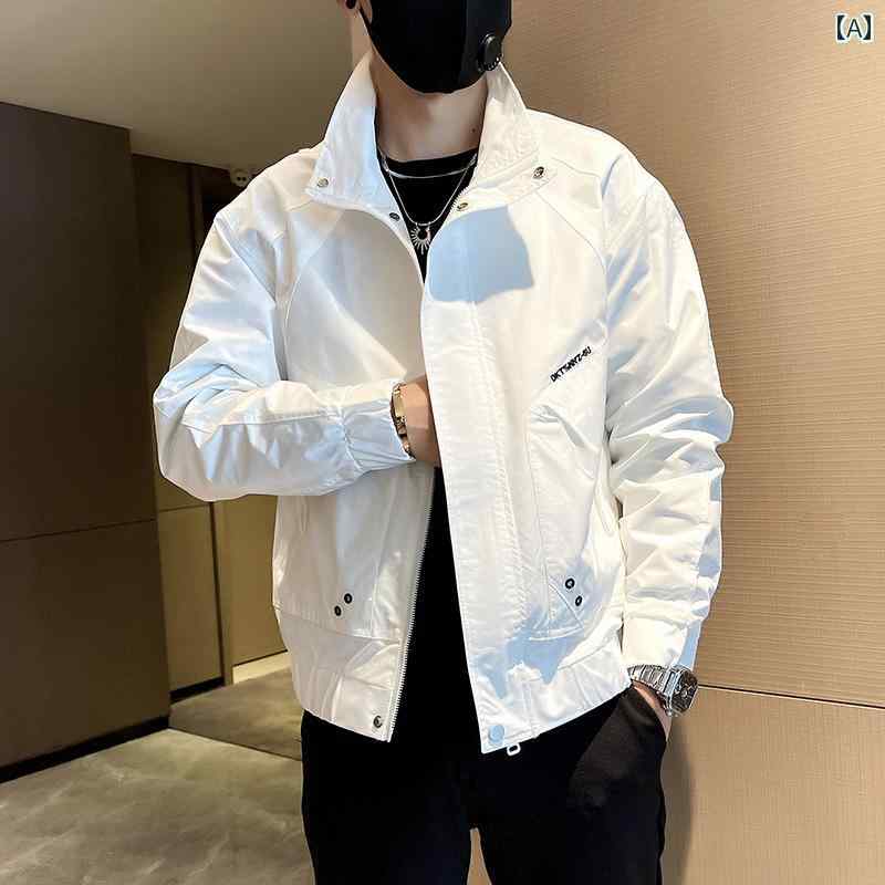 アウター メンズ カジュアル おしゃれ 刺繍 スタンドカラー ジャケット カジュアル ジャケット 春秋 紳士服 トレンディ ワークジャケット