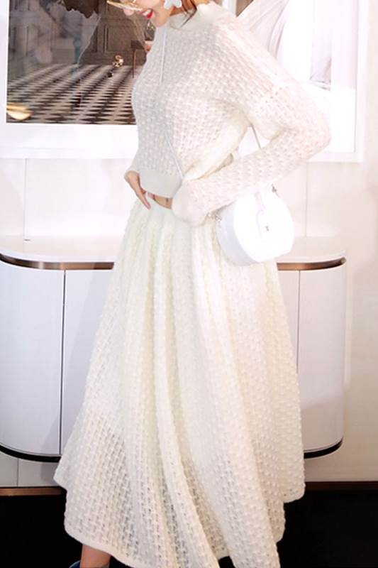 ニット トップス スカート ニットソー 2点セット ロング 長袖 ラウンドネック 襟なし ウエストゴム 個性的 レディース かわいい 上品 おしゃれ 大人可愛い キュート セクシー 無地 秋 冬 10 4,651円