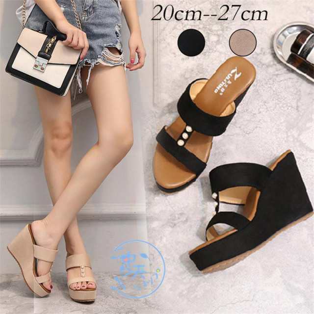ミュースサンダル 40代レディースウェッジソールパンプス 歩きやすい 夏 厚底美脚サンダル シューズ 靴 セレモニー 結婚式 サマーサンダル 50代21 27ｃｍ