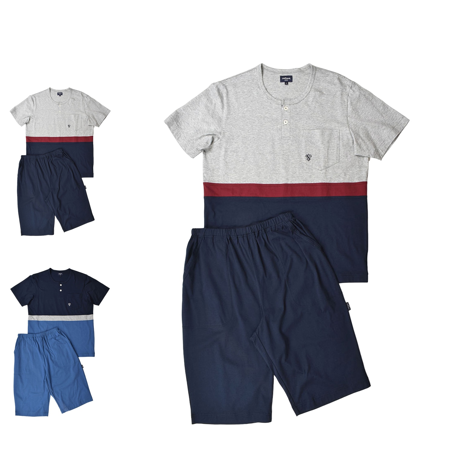 ルームウェア 部屋着 セットアップ ナイトウェア メンズ グレー ネイビー 0683-96