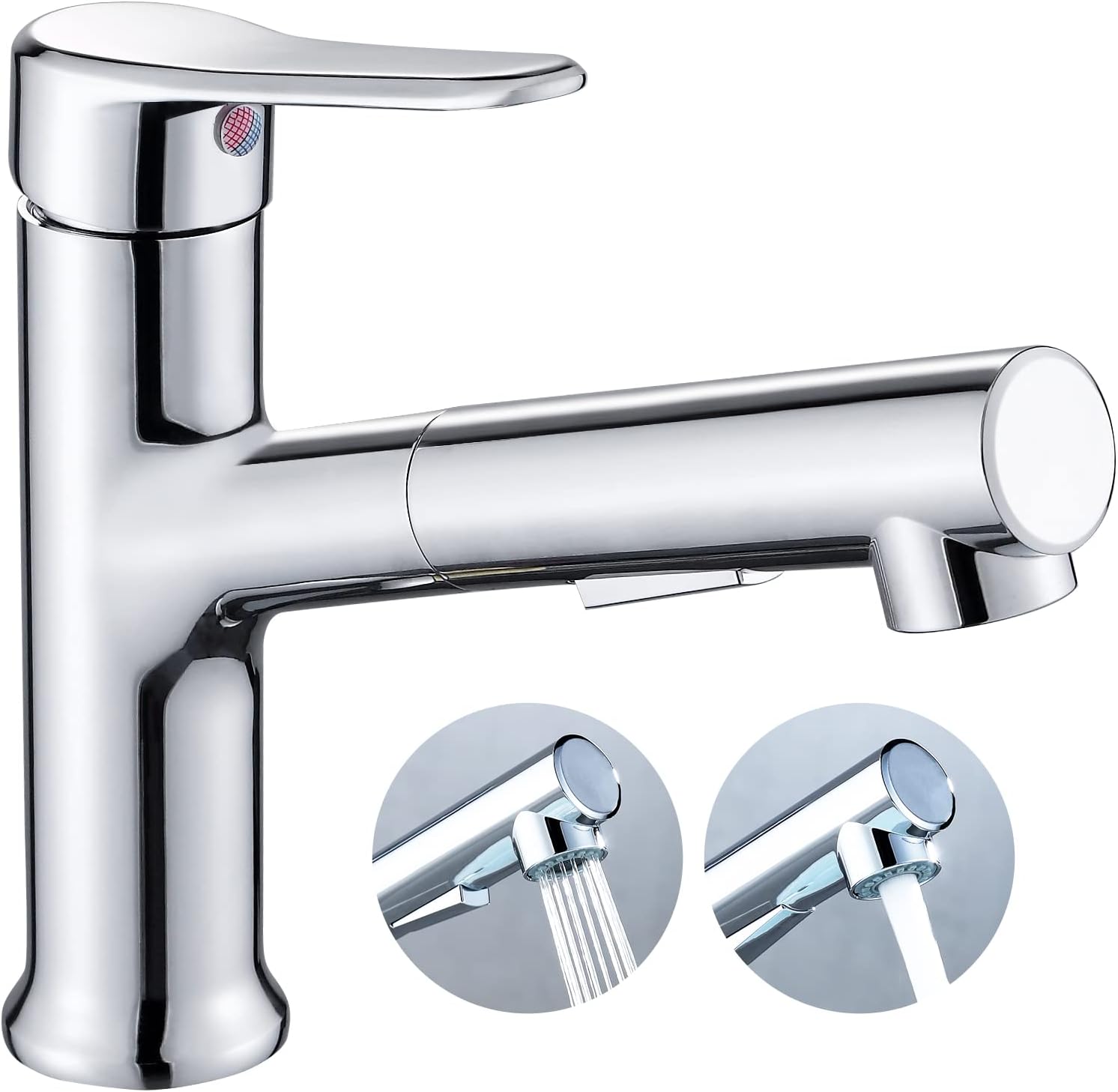 Jeonestanキッチン用水栓 引出しホース式水栓 シングルレバーワンホールキッチン水栓 冷温切り替え 混合水栓 伸縮 360度回転洗面台蛇口 ステンレス鋼 水道 蛇口 泡沫水流 シャワー水流一般地