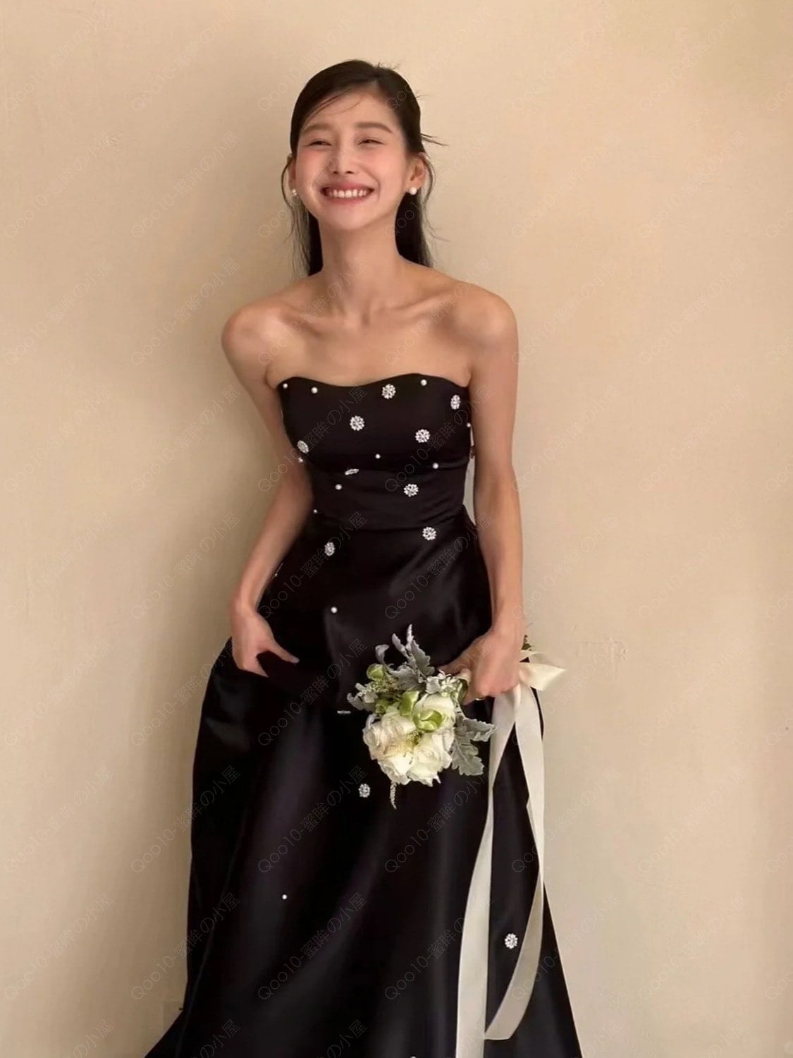 ウェディングドレス ウエディングドレス フレア袖 マーメイド オフショルダー ドレス ワンピース 二次会 ロングトレーン 花嫁ドレス 前撮り ウエディング 結婚式 韓国風イブニングドレス黒