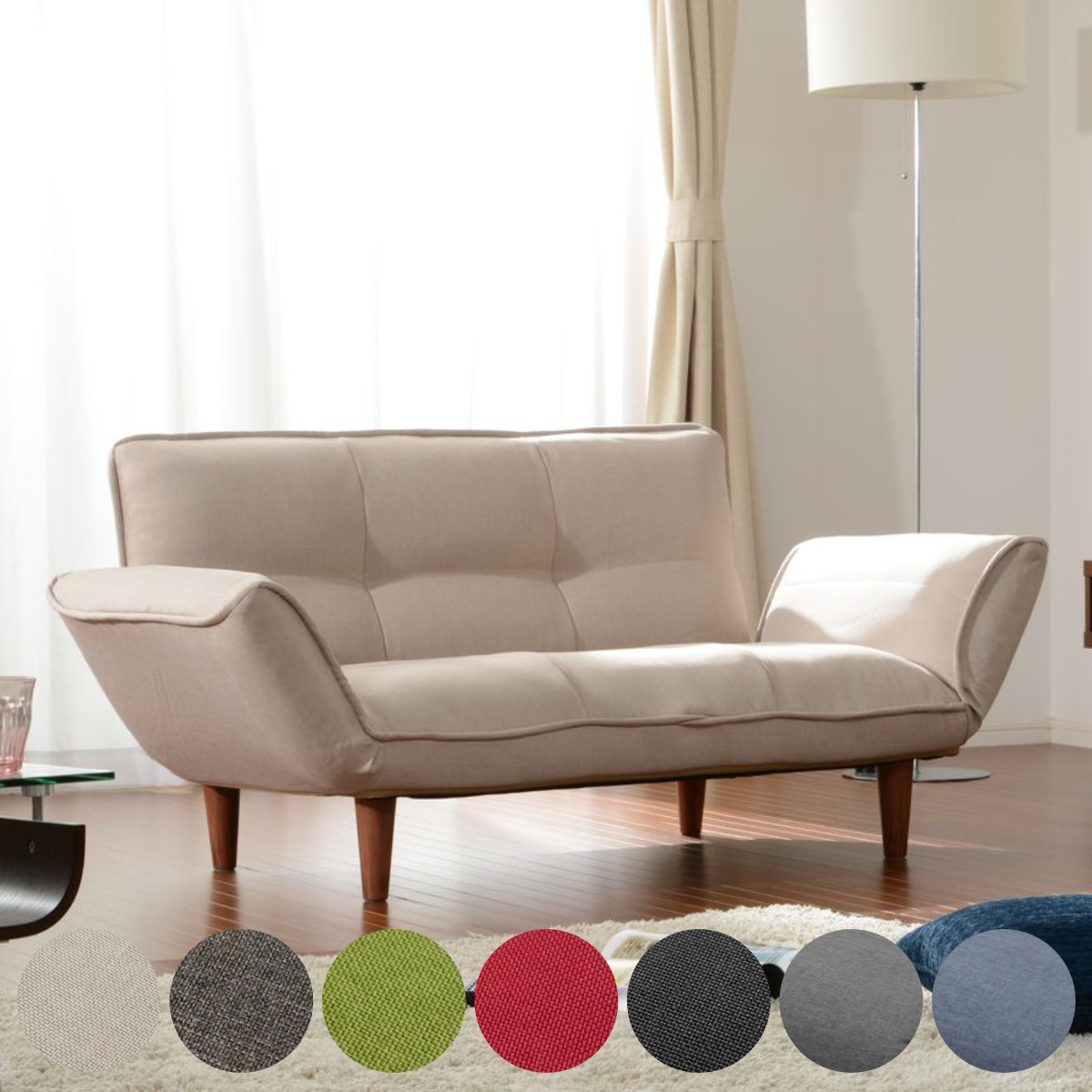 ソファ 2人掛け 幅130cm ダリアン カウチソファ デニム調 ソファー コンパクト リクライニング ソファベッド 二人掛け ポケットコイル シンプル 北欧風 モダン 日本製 完成品