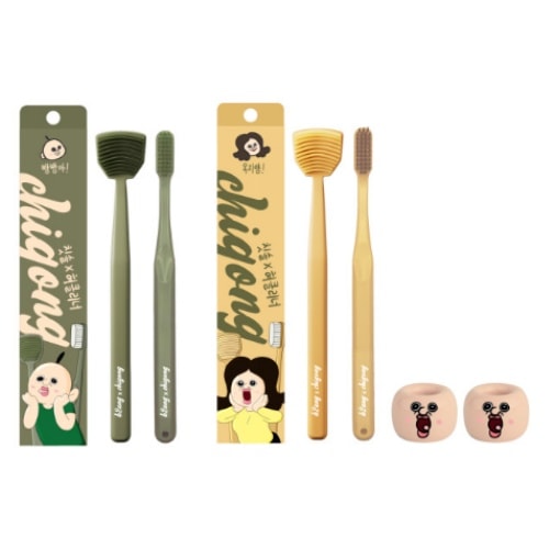 パンパンくんの日常 パンパン オクジ お口用品セット （歯ブラシ,舌クリーナー,歯ブラシ挿し2P）