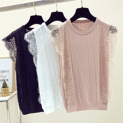 大好評レビューノースリーブレースブラウス/トップス レディース ト ニットプルオーバー かわいい