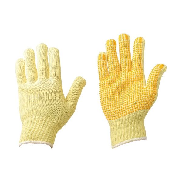 （まとめ）赤尾 ケブラー編手袋 7G-P フリー イエロー/白 AKV7G-P 1双 [x5セット]