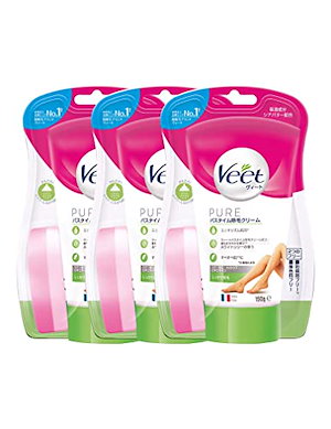 ヴィート Veet ピュア バスタイム 除毛クリーム しっかり除毛 150g 3個 スポンジ付き 脱毛クリーム