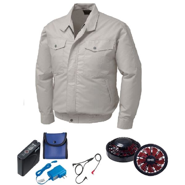 KU91710 空調服 綿/ポリ混紡 制電 FAN2200BR/LISUPER1 シルバー L