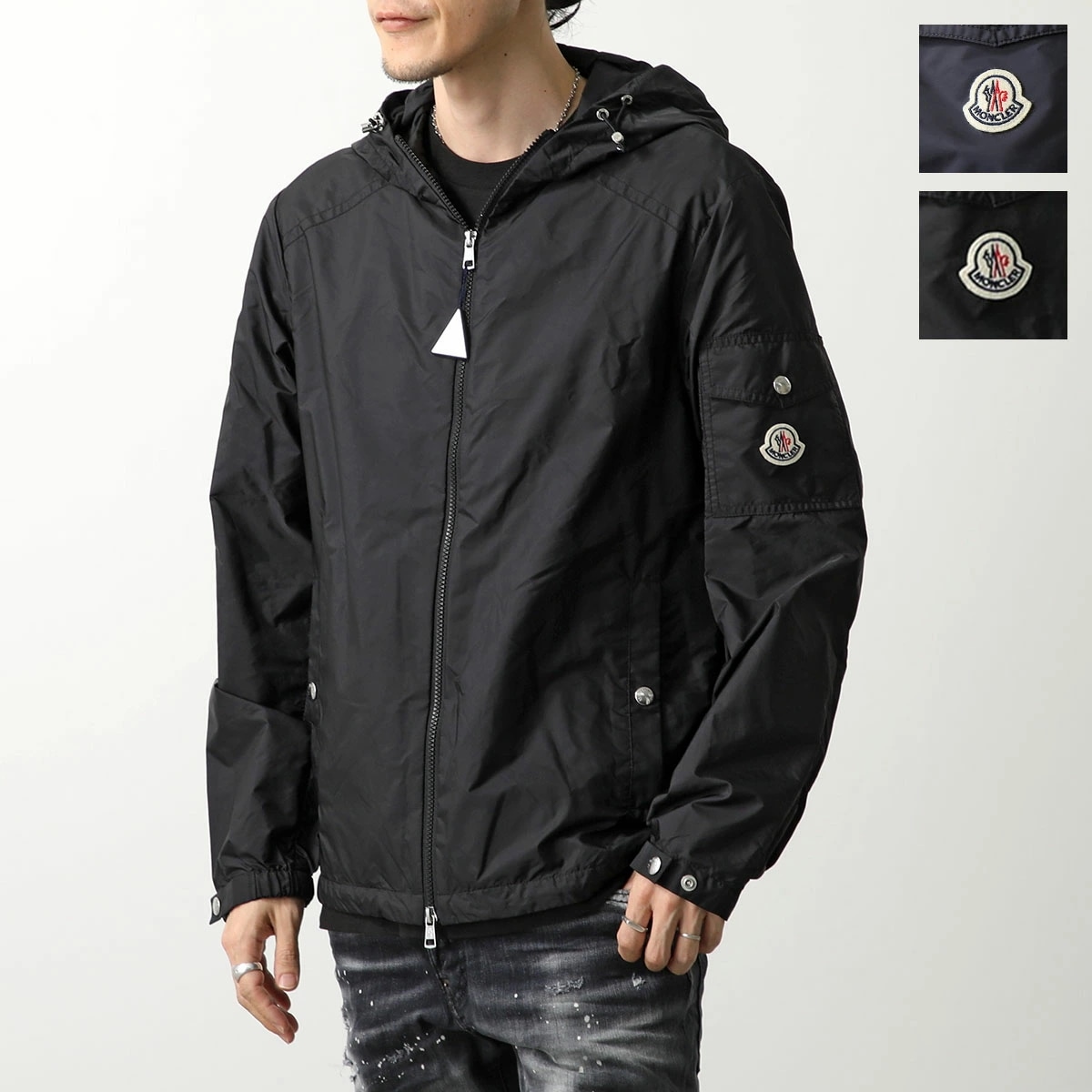 MONCLER モンクレール ジャケット ETIACHE 1A00101 5968E メンズ パーカー フード付き ナイロン ジップアップ アイコンパッチ 撥水加工 カラー2色
