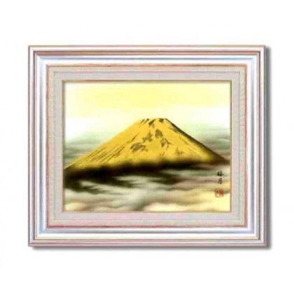 葛谷聖山(梅月)日本画額F6AS 12292・金富士