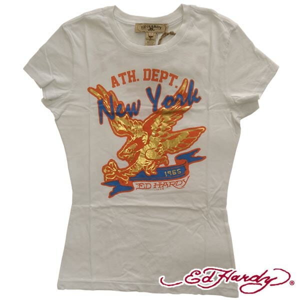 セール エドハーディー レディース 半袖 Tシャツ 200種類の品揃え Ed Hardy NEW YORK EAGLE ホワイト エドハーディー 正規品 セレブ サファリ ファッション 雑誌