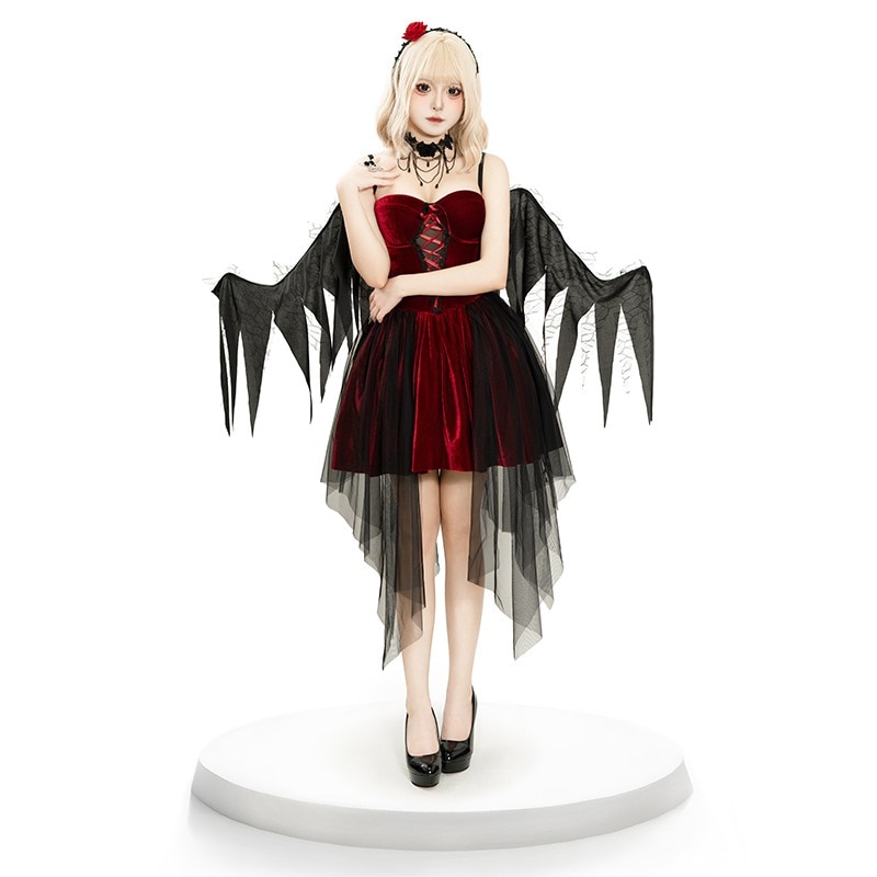 【1点ご購入 で10点プレゼントいたします】女ハロウィンコスプレダークエンジェル赤い悪魔のワンピーススーツコスプレ衣装