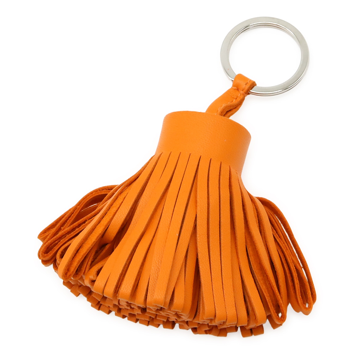 カルメン キーリング キーホルダー フリンジ タッセル チャーム アニョーミロ レザー オレンジ シルバー金