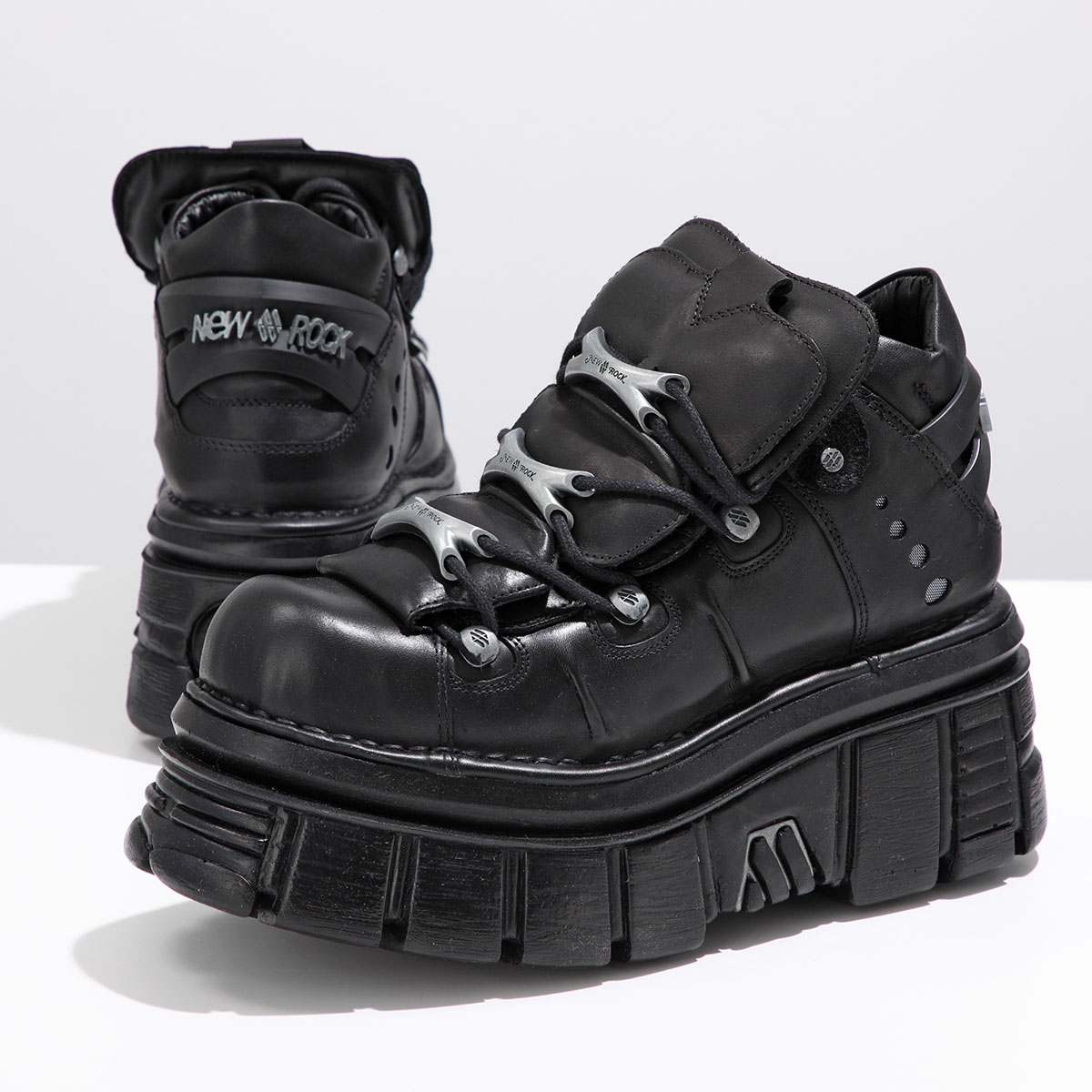 NEW ROCK ニューロック スニーカー M-106-S29 メンズ ローカット 厚底 ロゴ レザー シューズ 靴 ブラック 44,486円