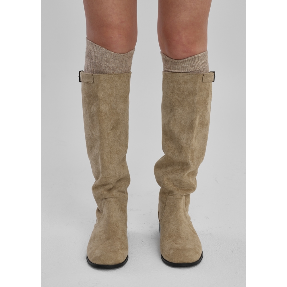 ブラックアップディンゴスエードバックルロングブーツ 8,745円