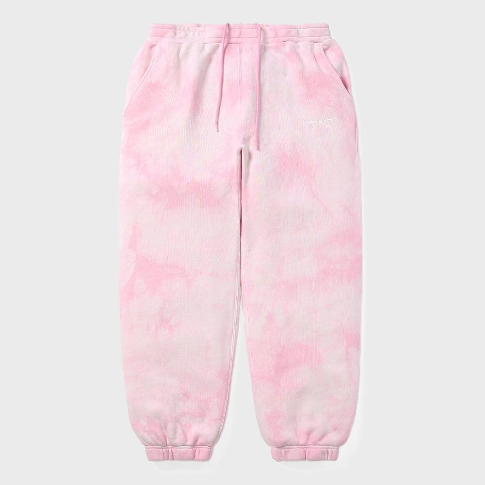 ディスイーズネバーザット スウェットパンツ ピンク Uneven Dyed
