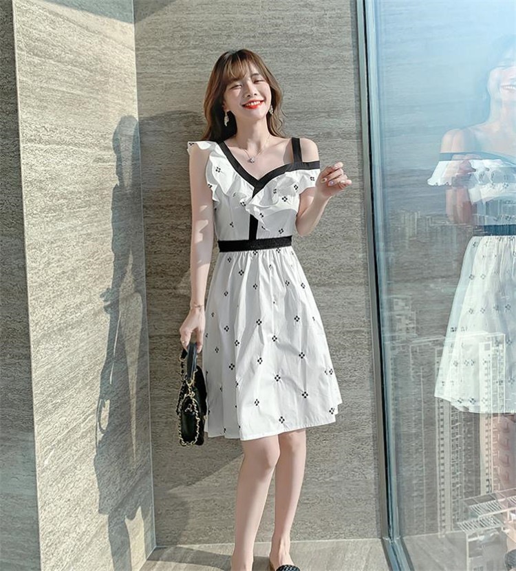 イレギュラー フリル 夏 ワンピース 女神 Sweet系 気質 新品 21 女性らしいシルエットinsスタイル ミドル丈スカート デザインセンス ファッション 百掛け 減齢 スリム 袖なしミニ 膝丈ワンピ 超特価sale開催 Tor Safety Com