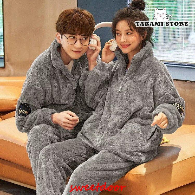 パジャマ レディース メンズ 冬 カップル もこもこ ルームウェア 上下セット ペアルック 可愛い ふわふわ あったかい 厚手部屋着 寝巻 おすすめ