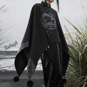 ⑩QutieFrash チャイナ ドラゴン柄 ポンチョ マント 5340858942