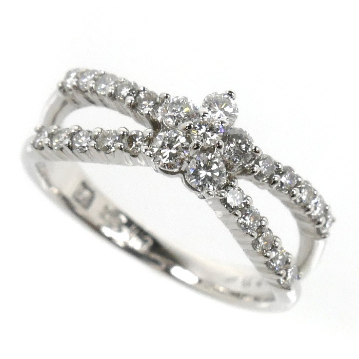 Ponte Vecchio ポンテヴェキオ K18WG ホワイトゴールド リング・指輪 ダイヤモンド0.46ct 9号 3.4g レディース 中古 美品