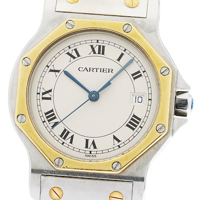 カルティエ CARTIER 187902 サントスオクタゴン LM デイト YGベゼル クォーツ メンズ _966293【中古】 230,940円