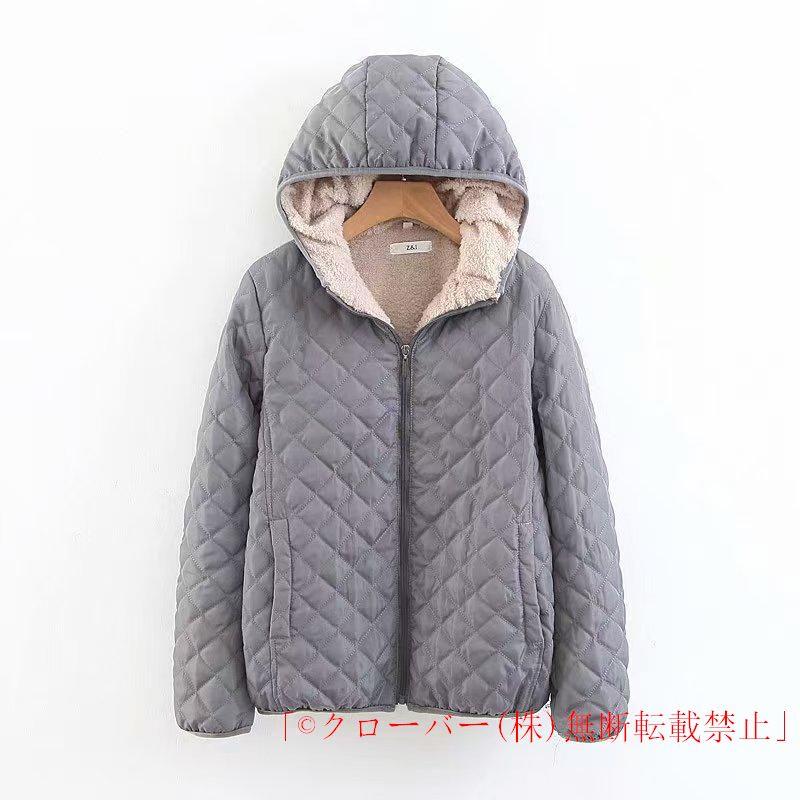 [出荷が早い]キルティングコート中綿コートコートキルティングジャケットレディース冬アウター40代無地冬裏起毛 クローバー 裏ボアフード付体型カバー値引きして売る
