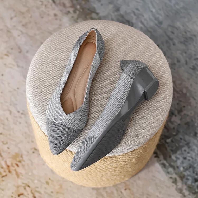 ニットパンプス ウェッジヒール ポインテッドトゥ レディース パンプス 4cmヒール ローヒール 柔らかい 痛くない 歩きやすい 軽い 軽量 通気性