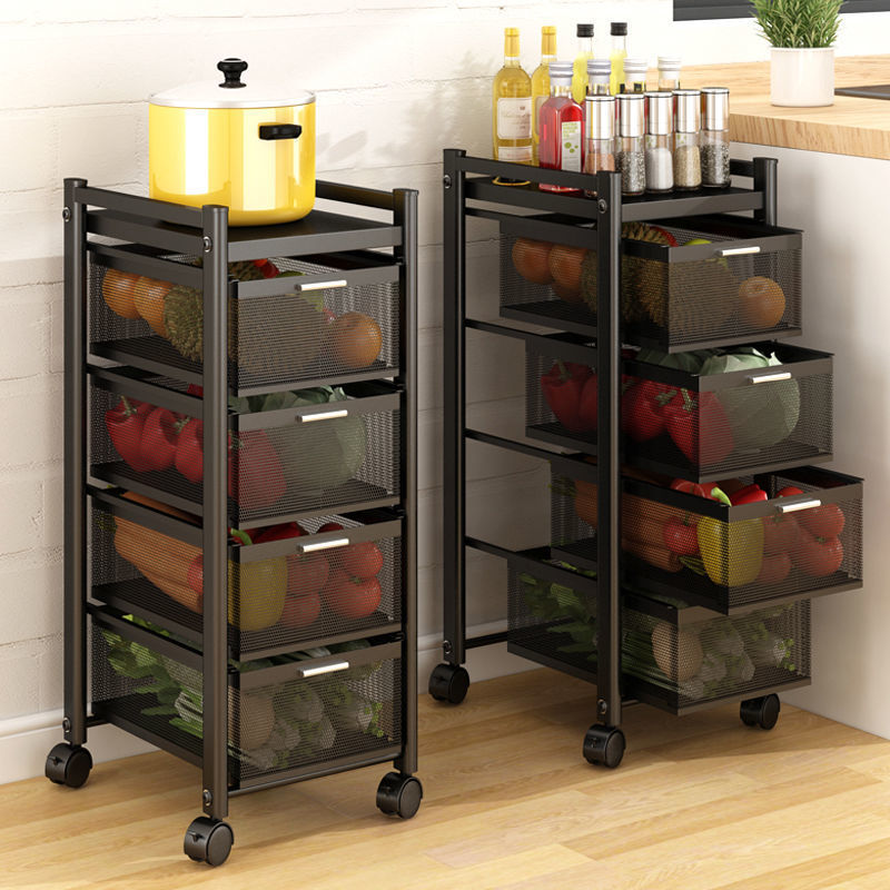 キッチン棚収納ラック野菜と果物の収納ラック床から天井までの多層引き出し野菜バスケット収納ラック小型カート