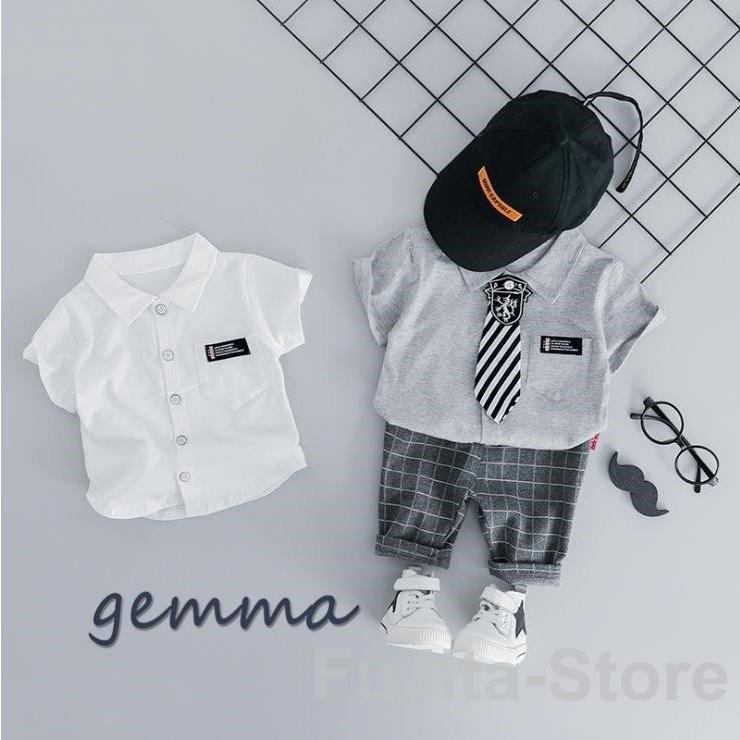 キッズスーツ 子供 男の子 夏 フォーマルスーツ 赤ちゃん 2点セット 上下セット 子供服 ベビー服 半袖シャツ タキシード 出産祝い 結婚式 誕生日 お宮参り 8,115円