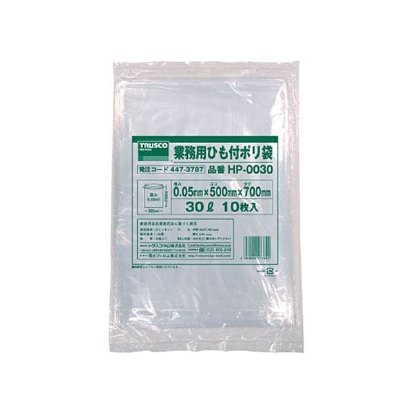 （まとめ）TRUSCO業務用ひも付きポリ袋 0.0530L HP-0030 1パック（10枚）5セット