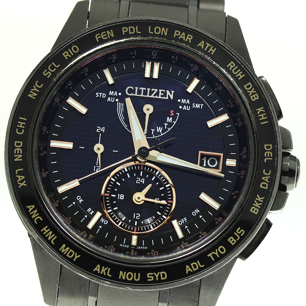 箱保証書付き【CITIZEN】シチズン アテッサ エコドライブ AT9045-58E/H820-T020691 ソーラー電波 メンズ_736091【中古】