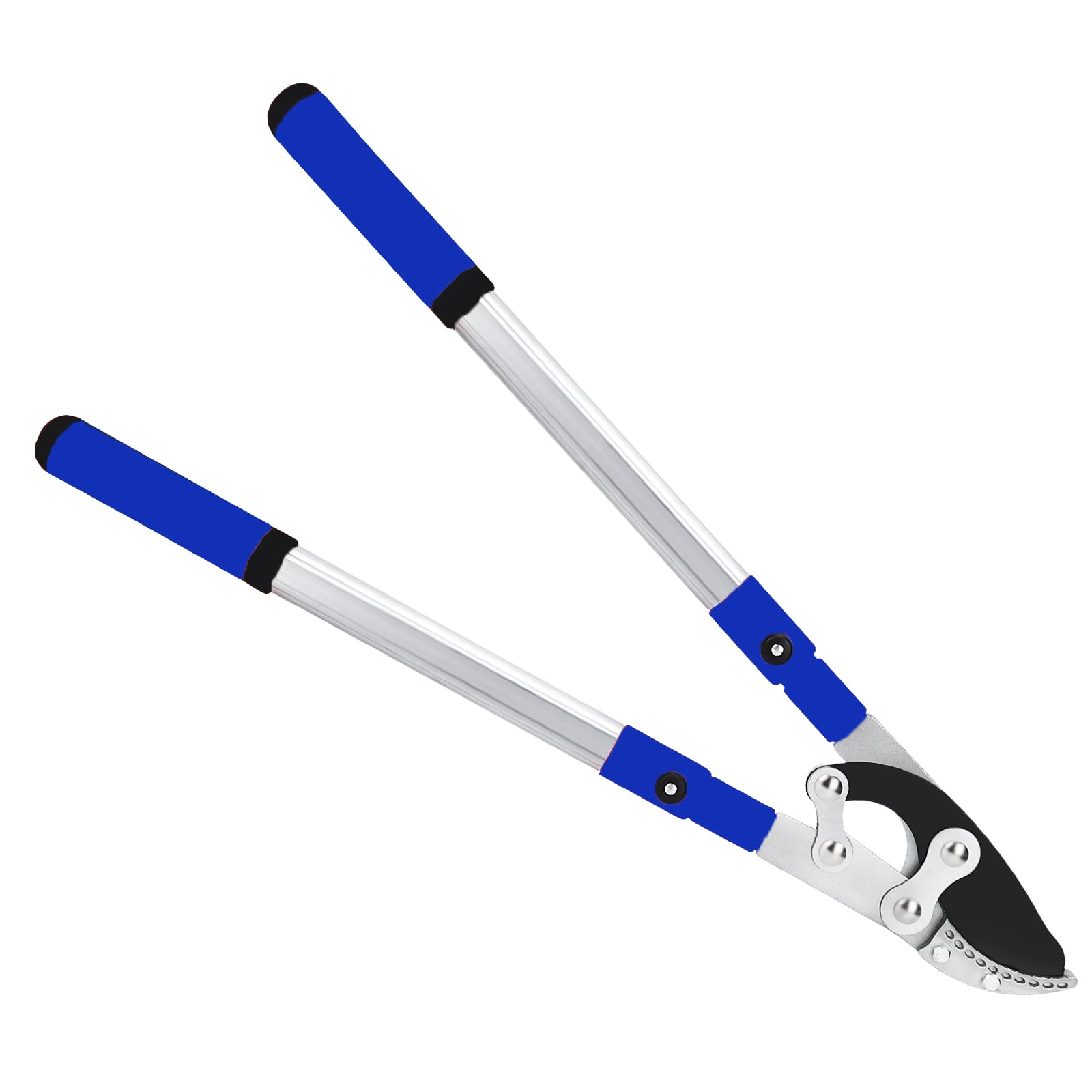 太枝切鋏 五段階伸縮式 伸縮長さ69-104cm えだきりばさみ生木60mmまで最大切断径 テコ式 超強力型 剪定高枝切りバサミ SK5高級炭素刃 アルミ柄 耐久 果樹剪定 園芸用はさみ 【ブルー】