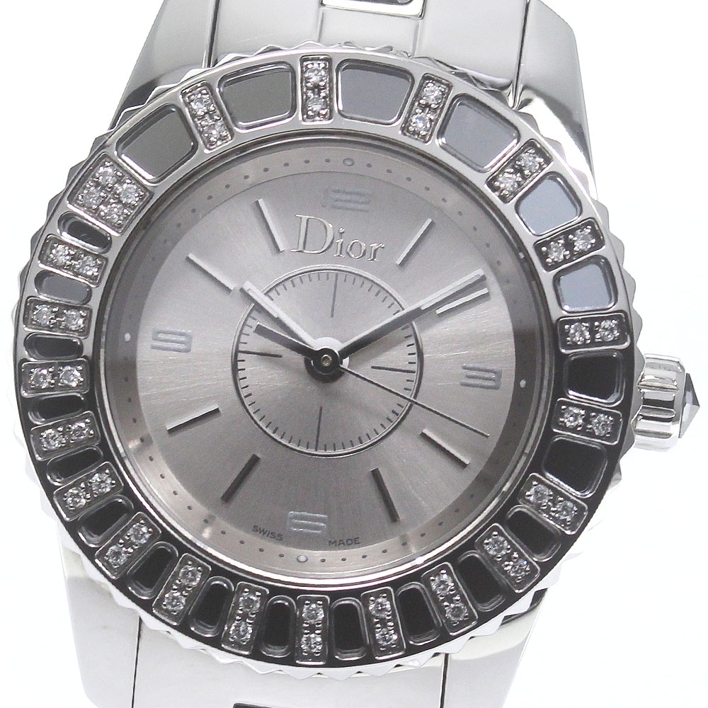 クリスチャンディオール Christian Dior CD112115 クリスタル ダイヤベゼル クォーツ レディース 良品 _783977【中古】 58,685円