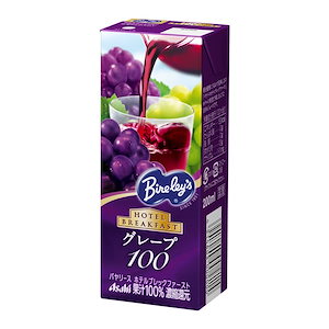 アサヒ飲料 ホテルブレックファースト グレープ 100 (LL) 紙パック スリム 200ml24本 ぶどうジュース 果汁 フ