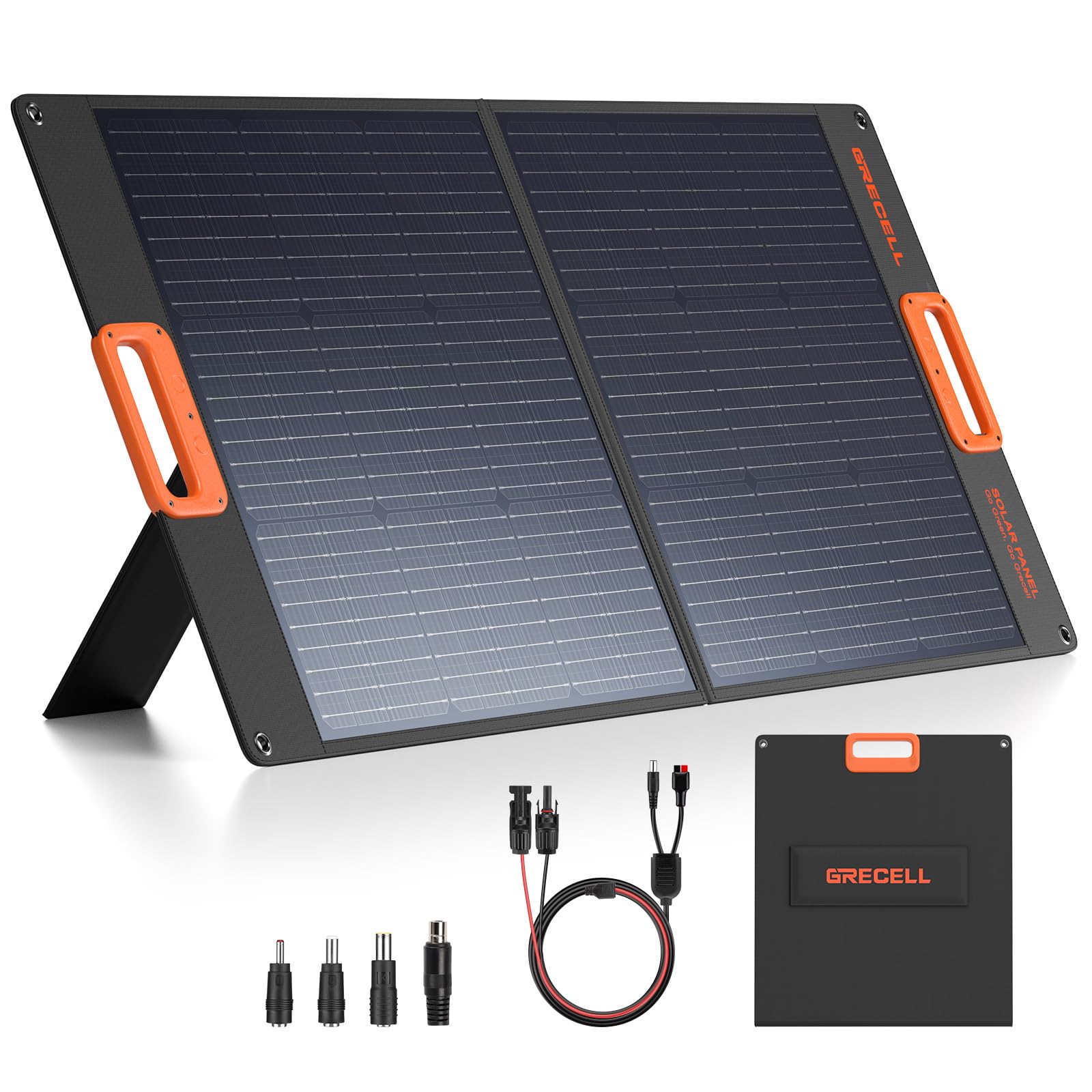 ソーラーパネル100W GRECELL 折りたたみソーラーチャージャー(20V 5A) 23.5%高転換率 単結晶 小型軽量 ポータブル電源充電器 急速充電 車用携帯型太陽光パネル 省エネたいようこう