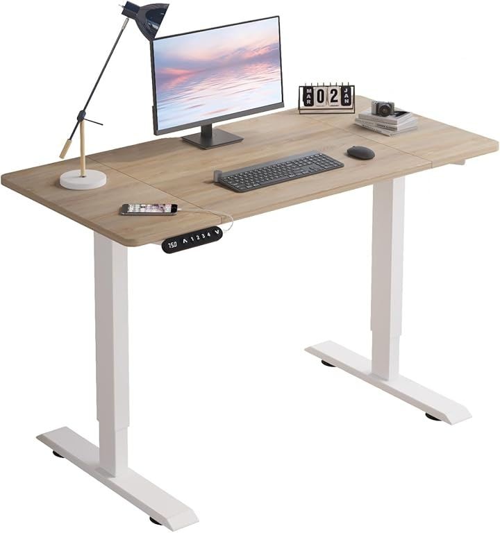 昇降式デスク 電動式机 幅120 パソコンデスクスタンディングデスク つくえ 高さ調節メモリー機能付き 高さ調節可能 高さ69～115CM (オーク, 120x60CM)