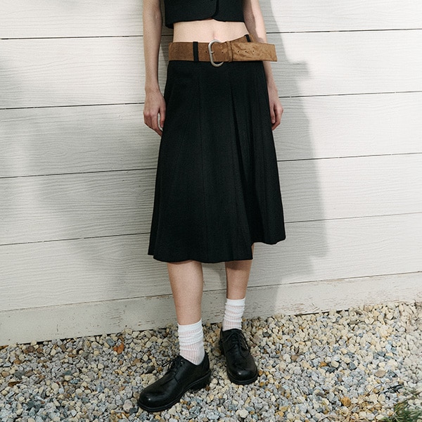 MIDI FLARE SKIRT BLACK