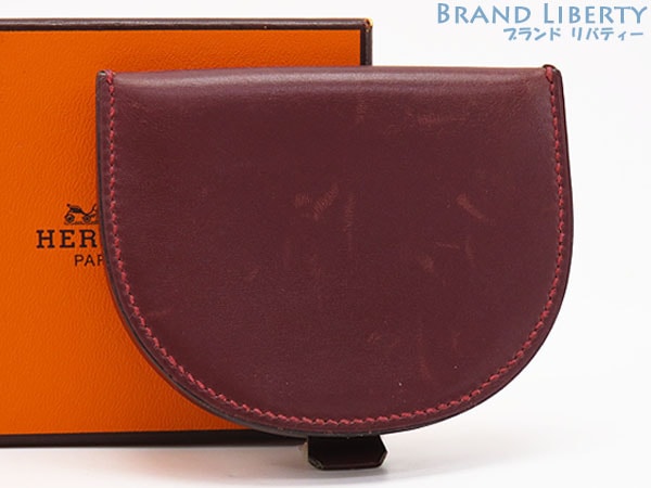 激レアエルメスブルゴーニュヴィンテージ半円コインケース小銭入れコンパクト財布馬蹄型ボルドーレザー 32,825円