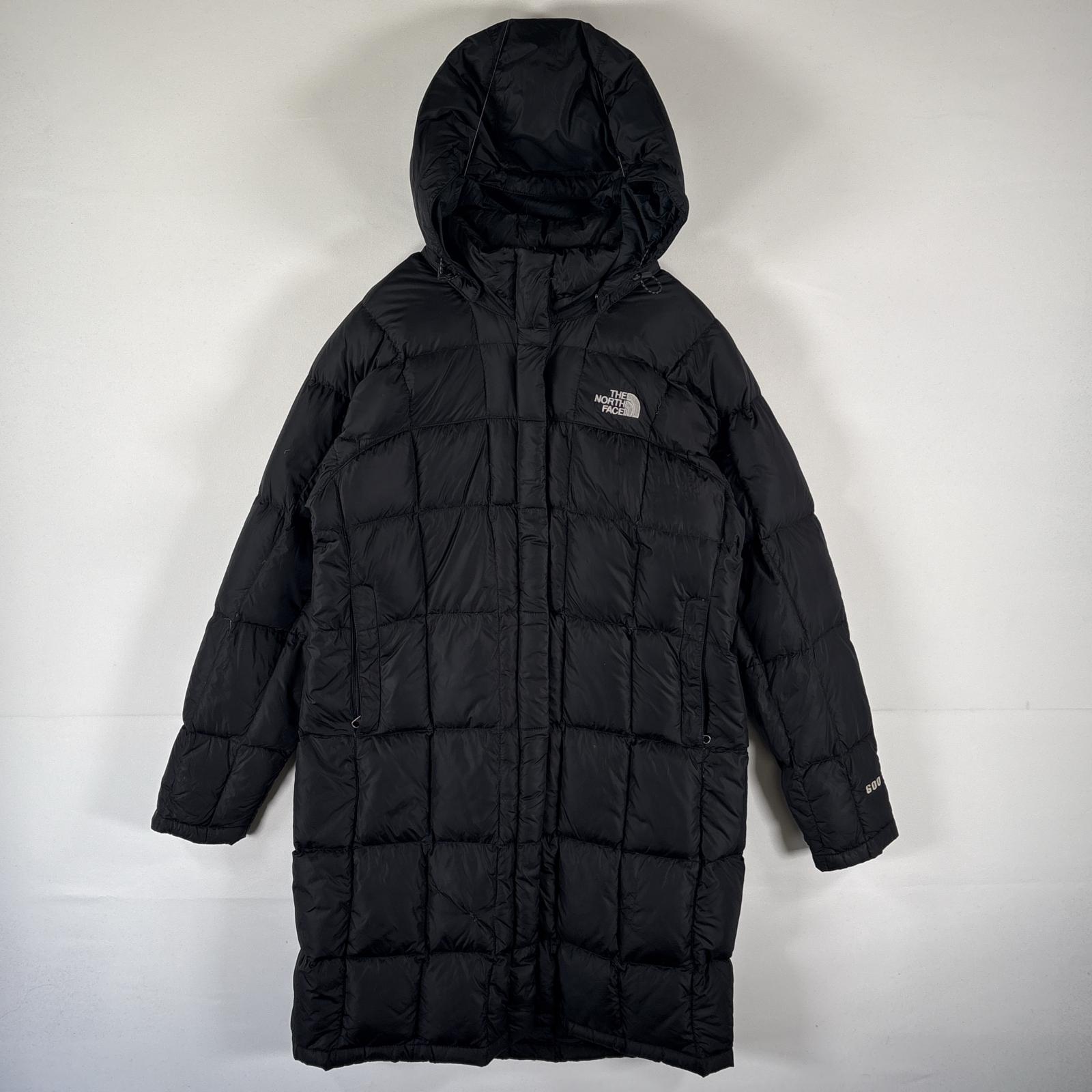 古着 ダウンコート ロングダウンジャケット パーカー 600fill キルティング L ブラック レディース